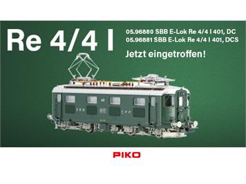 PIKO 96881 SBB E-Lok Re 4/4 I 1.Serie 401 grün Ursprung,DCS Ep III, H0 (1:87)