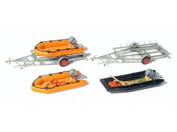 Preiser 17312 Schlauchboote mit 2 Bootsanhängern (Bausatz) - H0 (1:87)