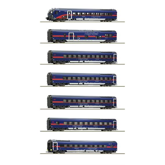 Roco 5510004 7-tlg. Set: Nightjet, ÖBB, DC 2L, digital/Sound/LED Innenbeleuchtung - H0