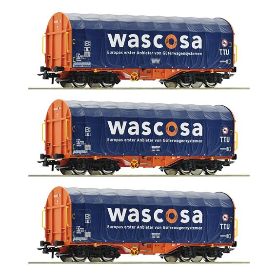 Roco 76009 3-tlg. Set: Schiebeplanenwagen, Wascosa - H0 (1:87)