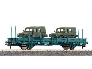 Roco Schwenkrungenwaegn + 2 VW Iltis SNCB