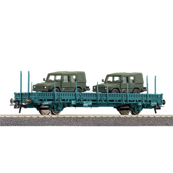 Roco Schwenkrungenwaegn + 2 VW Iltis SNCB