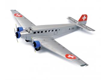 Schuco 403551901 Junkers Ju 52/3m „Tante Ju“ der Schweizer Luftwaffe, silber, 1:72