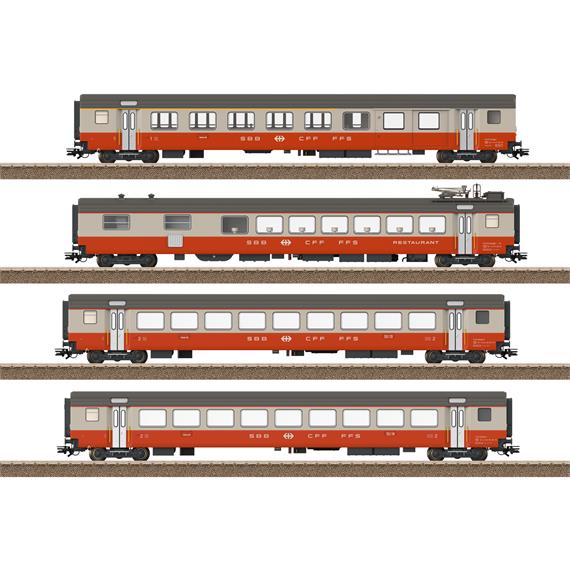 TRIX 23690 SBB 4er Personenwagen-Set Swiss Express, DC 2L - H0 (1:87)