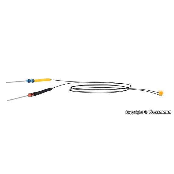 Viessmann 3561 LED gelb mit angelöteten Kabeln, 5 Stück