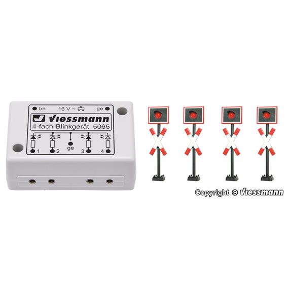 Viessmann 5800 Andreaskreuze, 4 Stück mit Blinkelektronik - N (1:160)