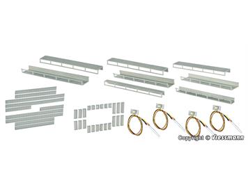 Viessmann 6045 Startset Etagenbeleuchtung, 8 Schienen, 4 versch. Größen, 4 LED´ weiss - H0