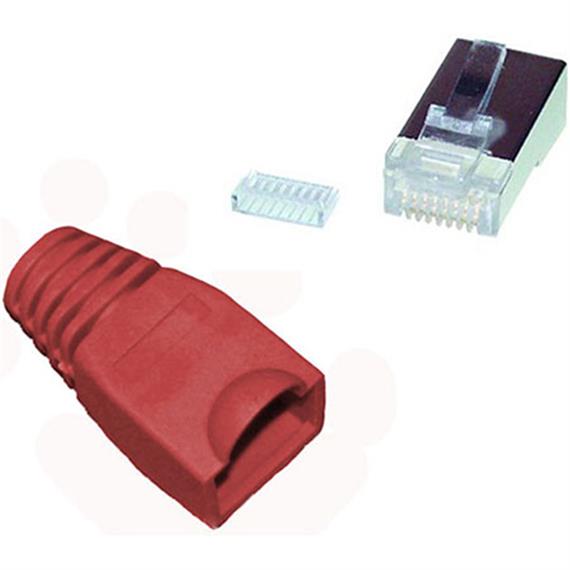 Westernstecker RJ45 mit Einführhilfe und Tülle rot (6895914)