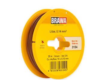 Brawa 3154 Litze 0,14mm braun, 25m