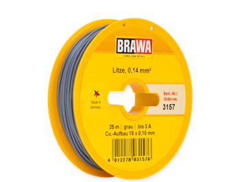 Brawa 3157 Litze 0,14mm grau, 25m