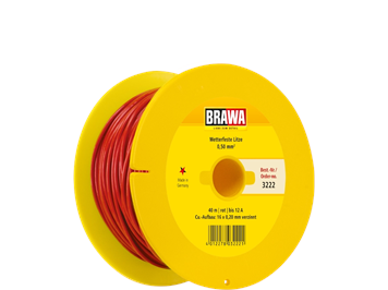 BRAWA 3222 Wetterfeste Litze, 0,50 mm², rot, 40 m