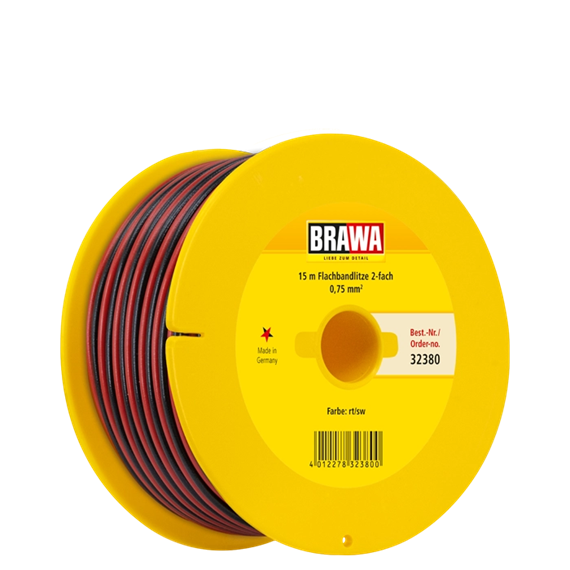 BRAWA 32380 Doppellitze rot/schwarz 0.75 mm² 15 Meter