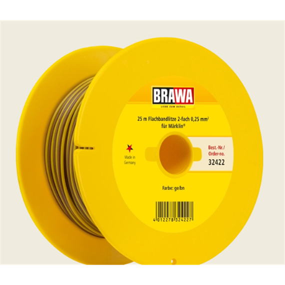 Brawa 32422 Doppellitze 0,25 mm² , 25m Spule, gelb/braun