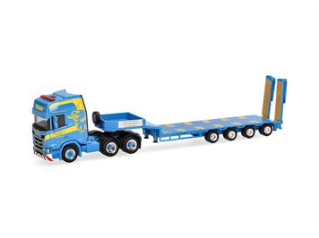 Herpa 318884 Scania CR 20 HD Semitieflade-Sattelzug mit Rampen "Martin Wittwer Wattenwil"