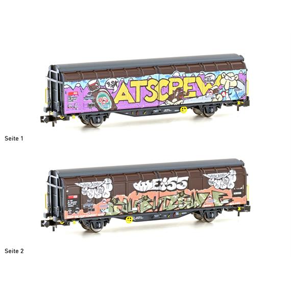 Hobbytrain H24668 SBB Schiebewandwagen Hbbillns Graffiti Atscrew, Ep. V - N (1:160)