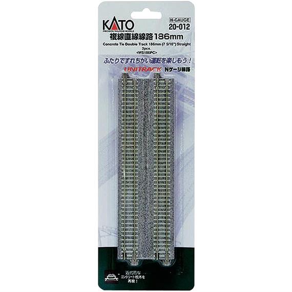 Kato 20-012 Doppelgleis Beton gerade 186 mm, 2 Stück - N (1:160)
