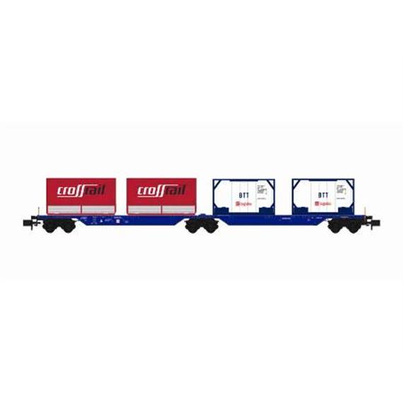 Kato DB Tragwagen blau mit 4 Containern