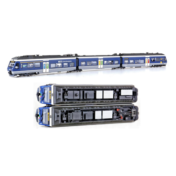 L.S.Models 17204DCS BLS RABe 525 NINA 3teilig blau/weiss Ep V DCC Sound - H0 (1:87)