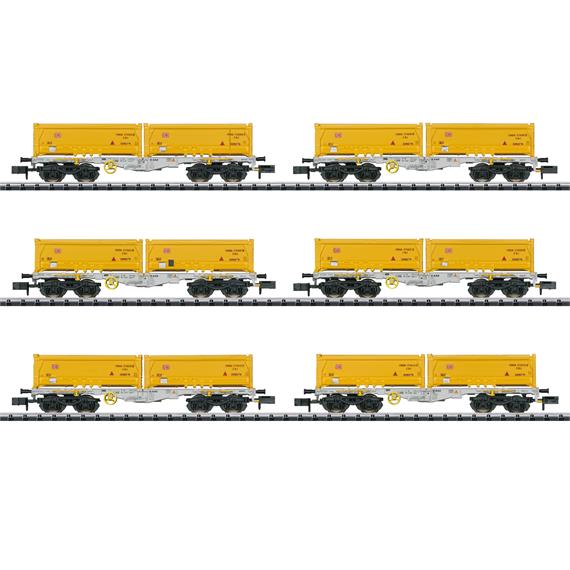 Minitrix 15075 6 vierachsige Containertragwagen der Bauart Sgmmns 190 der AAE, N (1:160)