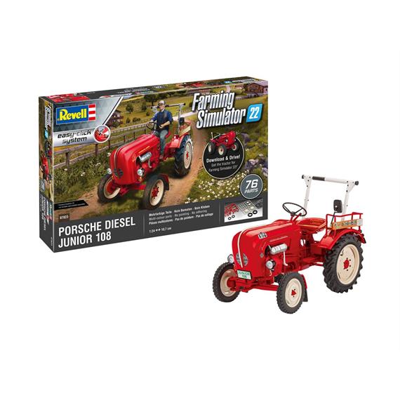 Revell 07823 Porsche Junior 108 - Farming Simulator Edition, Bausatz, Maßstab:1:24