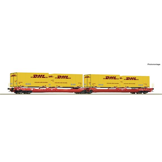 Roco 6600057 Doppeltaschen-Gelenkwagen T3000e, DB AG, „DHL“ - H0 (1:87)