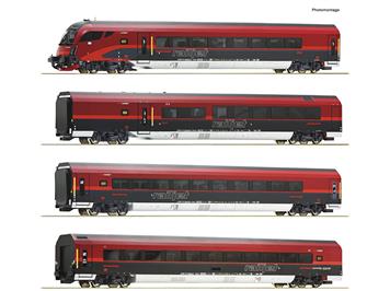 Roco 74038 4-tlg. Set: Railjet, ÖBB, DC 2L, digital DCC, LED-Licht schaltbar - H0 (1:87)