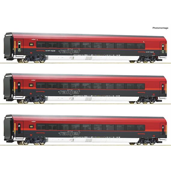 Roco 74042 3-tlg. Set: Railjet, ÖBB, mit Innenbeleuchtung, AC 3L - H0 (1:87)