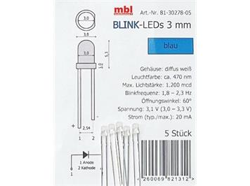 Tams 81-30278-05 Blink-LEDs 3 mm, blau, 5 Stück