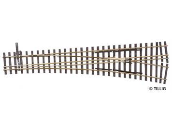 Tillig 85197 Dreischienen-Schmalspurweiche, rechts, Abzweig 15° - H0, H0m-H0
