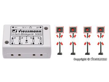 Viessmann 5800 Andreaskreuze, 4 Stück mit Blinkelektronik - N (1:160)